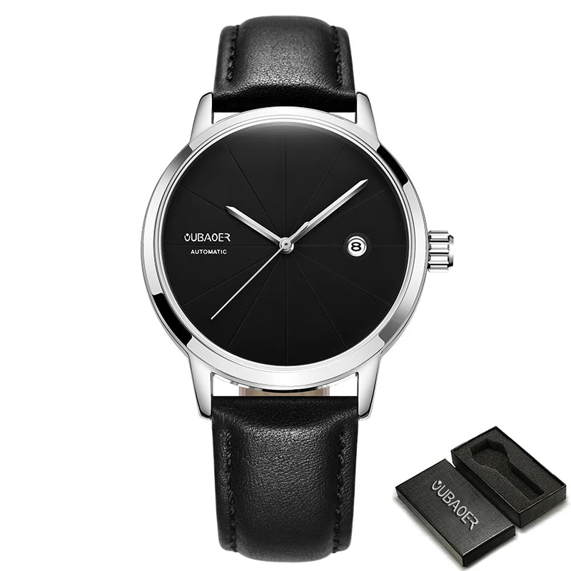 Excellence Men Watch Automatic Mechanical Watches Business Leather Strap Wristwatches Waterproof Classic Minimalist