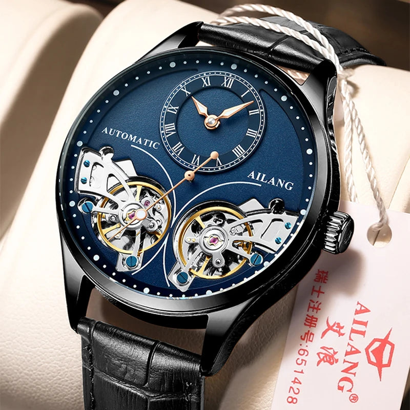 Excellence Men's Double Tourbillon Luminous Direct-looking Mechanical Watch Automatic Watch Men's Watch  Hollow Movement