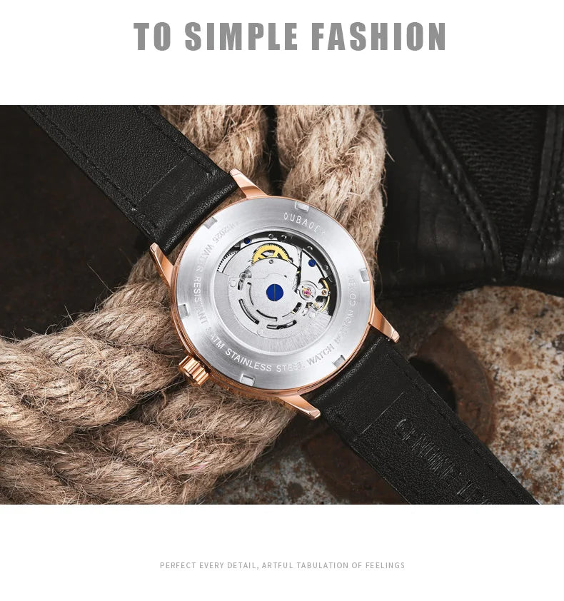 Excellence Men Watch Automatic Mechanical Watches Business Leather Strap Wristwatches Waterproof Classic Minimalist