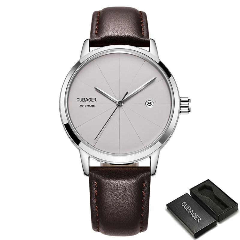 Excellence Men Watch Automatic Mechanical Watches Business Leather Strap Wristwatches Waterproof Classic Minimalist