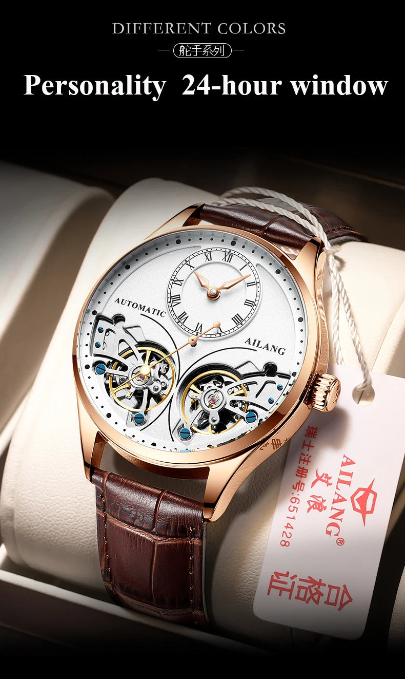 Excellence Men's Double Tourbillon Luminous Direct-looking Mechanical Watch Automatic Watch Men's Watch  Hollow Movement