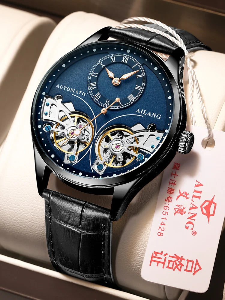 Excellence Men's Double Tourbillon Luminous Direct-looking Mechanical Watch Automatic Watch Men's Watch  Hollow Movement