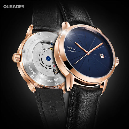 Excellence Men Watch Automatic Mechanical Watches Business Leather Strap Wristwatches Waterproof Classic Minimalist