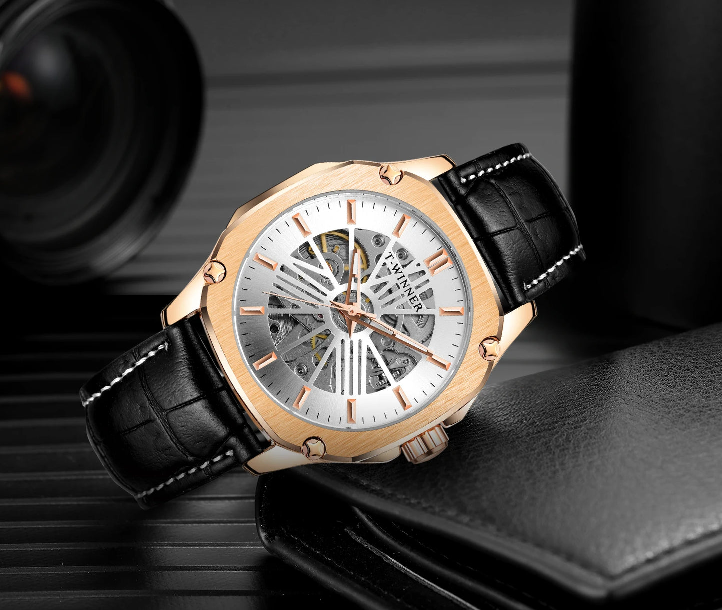 Excellence Replica Watch Fashion Classics Skeleton Mechanical Automatic Watches for men Vintage Bronze Wrist Men Watch