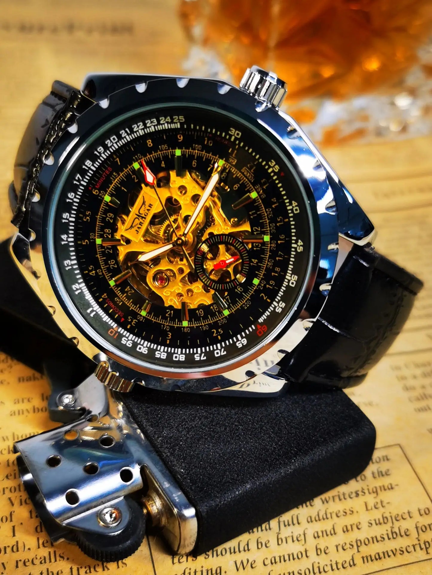 Excellence Steampunk Mechanical Watches Military Skeleton Automatic  Watch for Men Luxury Brand Leather Strap Luminous