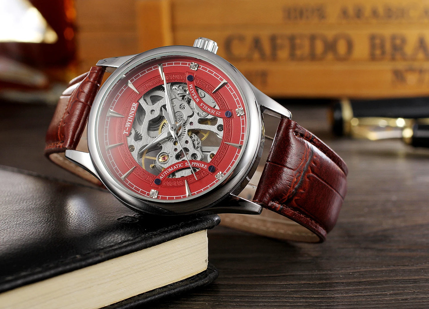 Excellence Original Replica Watch Red Transparent Skeleton Mechanical Wrist watches for men Fancy And Stylish