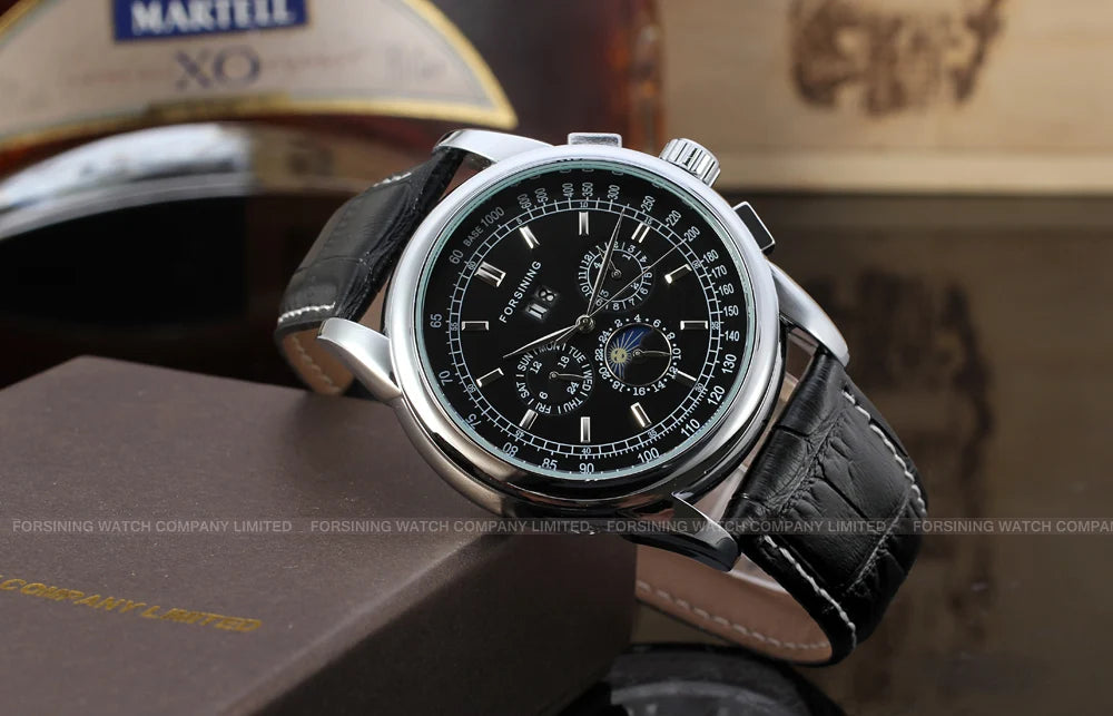 Excellence Moon Phase Multifunctional Automatic Man Watch Mechanical Waterproof Leather High-End Luxury Elegant Wrist watch