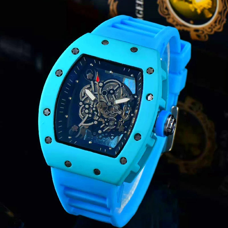 Excellence New fashionable casual men's watch with transparent bottom and double-sided hollow quartz watch