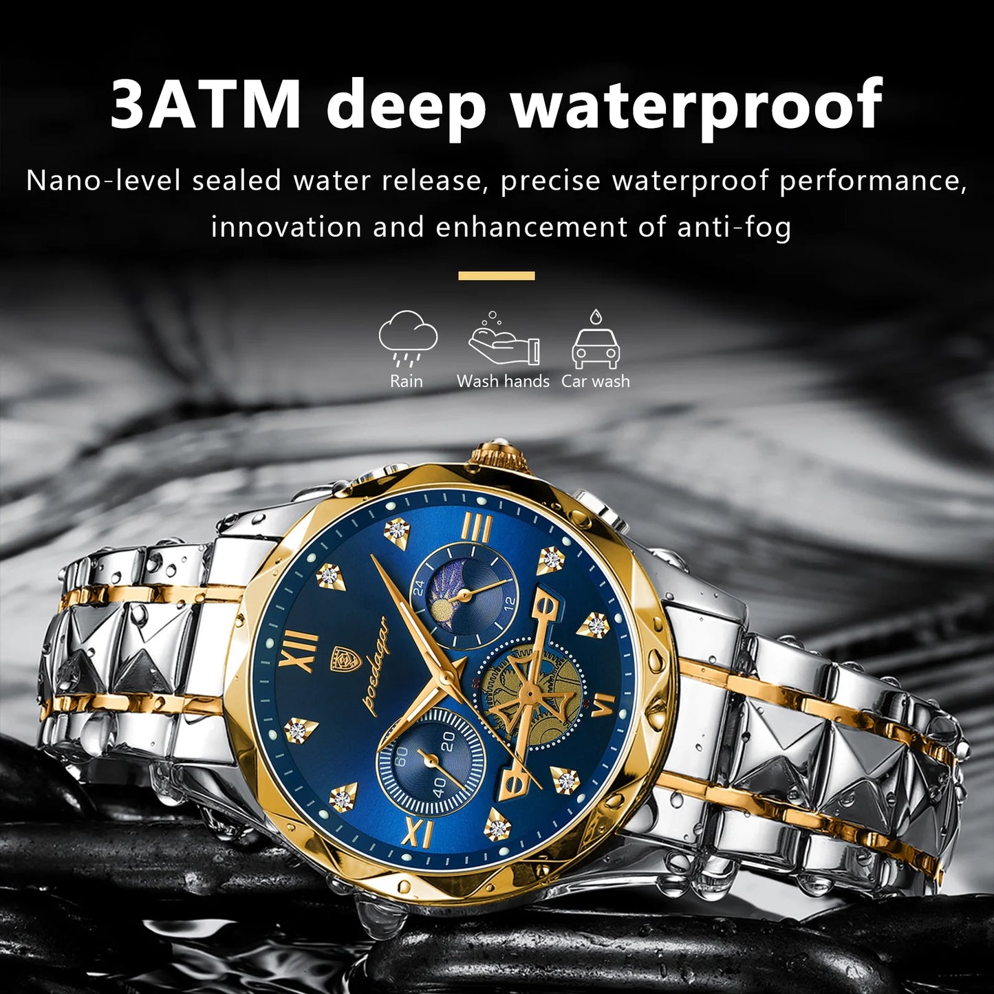 Excellence Man Wristwatch Waterproof Luminous Chronograph Watch for Men Stainless Steel Men's Quartz Watch