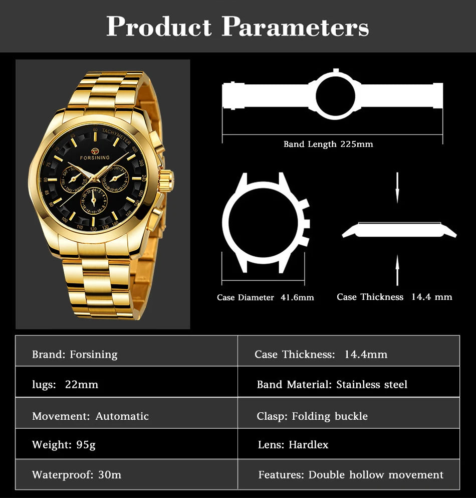 Excellence Business Style Automatic Watch Men Mechanical Wristwatch With Calendar Dial Stainless Steel Luminous Pointers