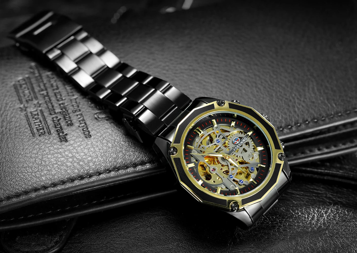 Excellence Stainless Steel Skeleton Mechanical Watch Male Automatic Movement Man Wrist Watches Waterproof High End Luxury watch