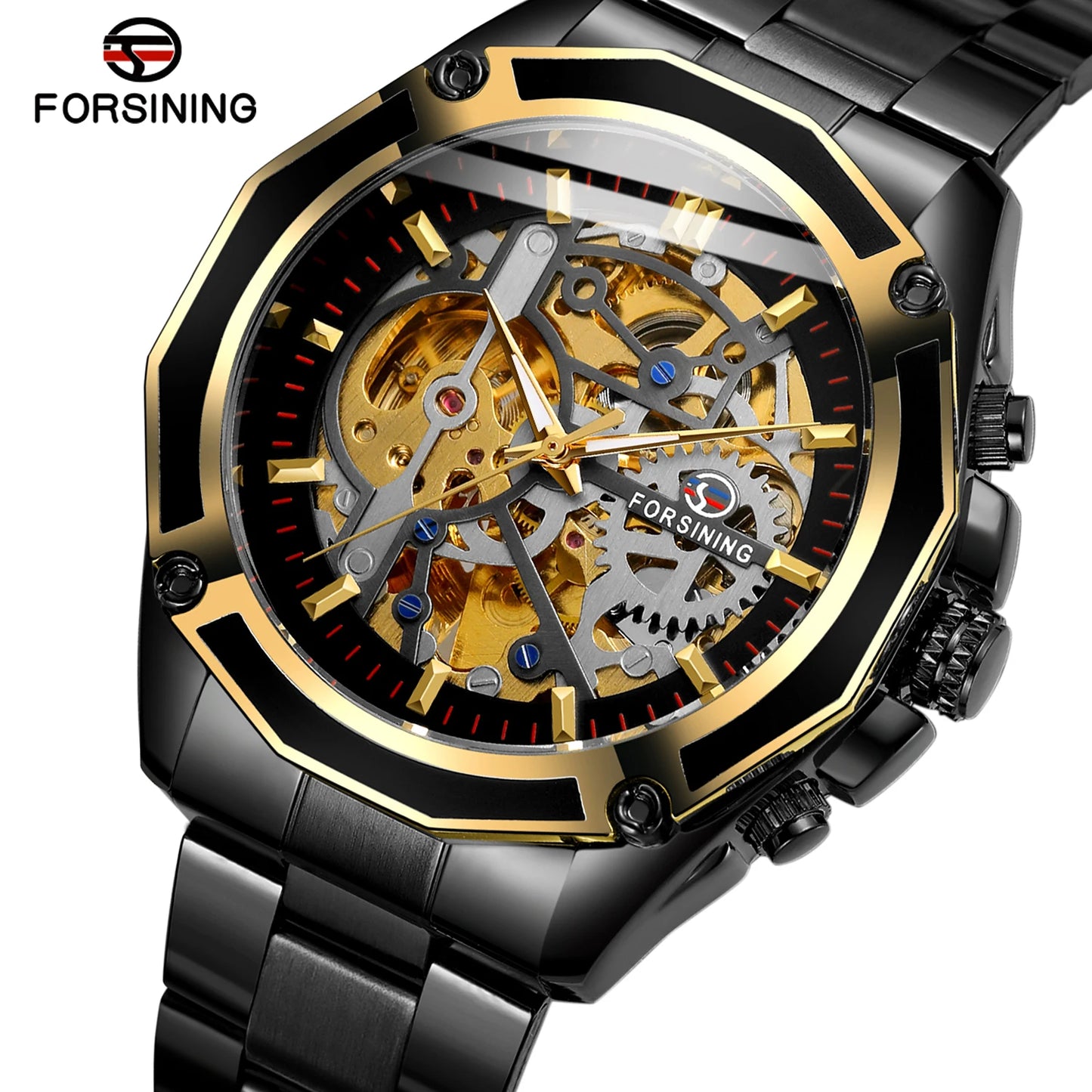 Excellence Stainless Steel Skeleton Mechanical Watch Male Automatic Movement Man Wrist Watches Waterproof High End Luxury watch