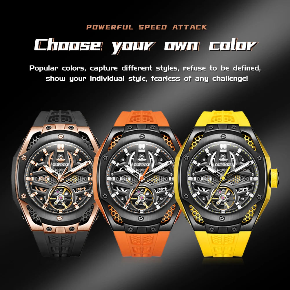 Excellence Men's Watches Full Skeleton 50ATM Waterproof Luminous Automatic Mechanical Watch