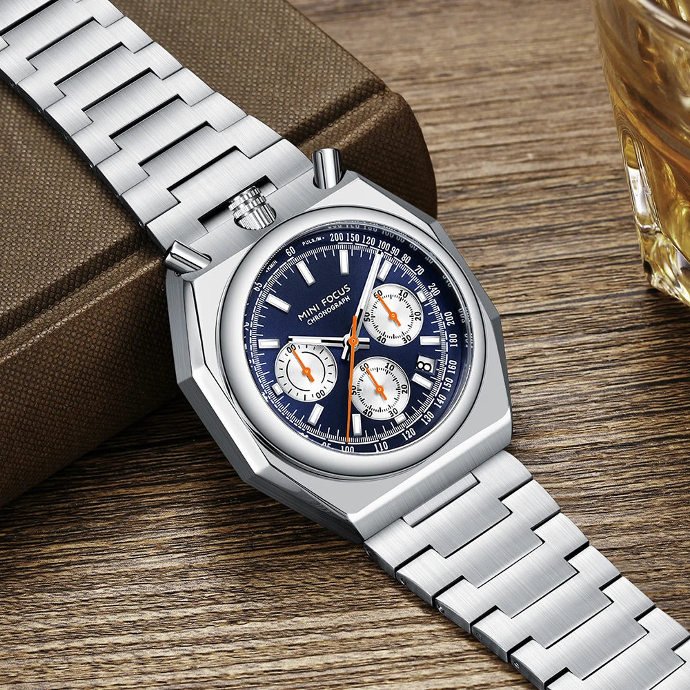 Excellence Fashion Multifunctional Quartz Watch for Men Calendar Luminous Luxury Stainless Steel Strap Bull Head Men's Watch.