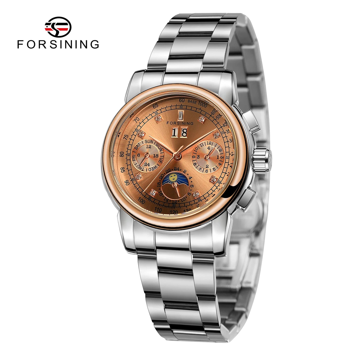 Excellence Women Automatic Mechanical Fashion Luxury Wrist Watches Ladies Diamond Moon Phase Multifunctional.