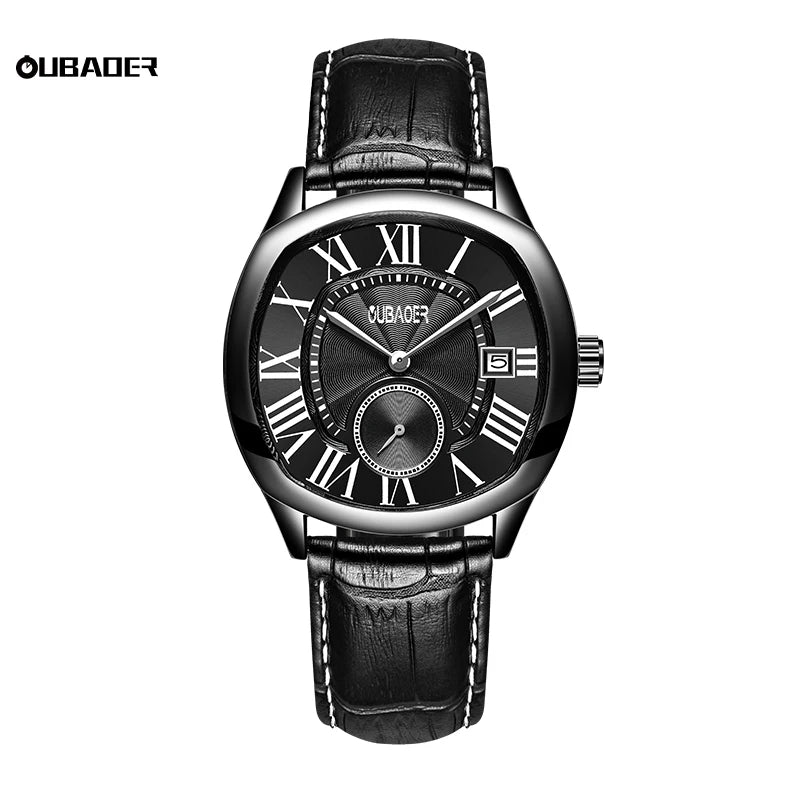 Excellence New Top Luxury Square Calendar Men's Watch Waterproof Fashion Business High Quality Leather.