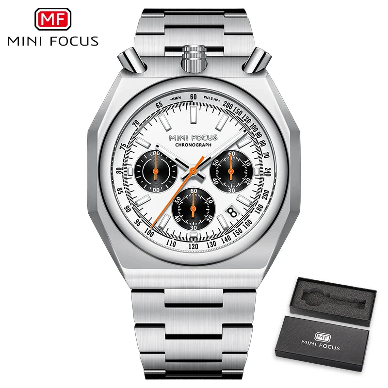 Excellence Fashion Multifunctional Quartz Watch for Men Calendar Luminous Luxury Stainless Steel Strap Bull Head Men's Watch.