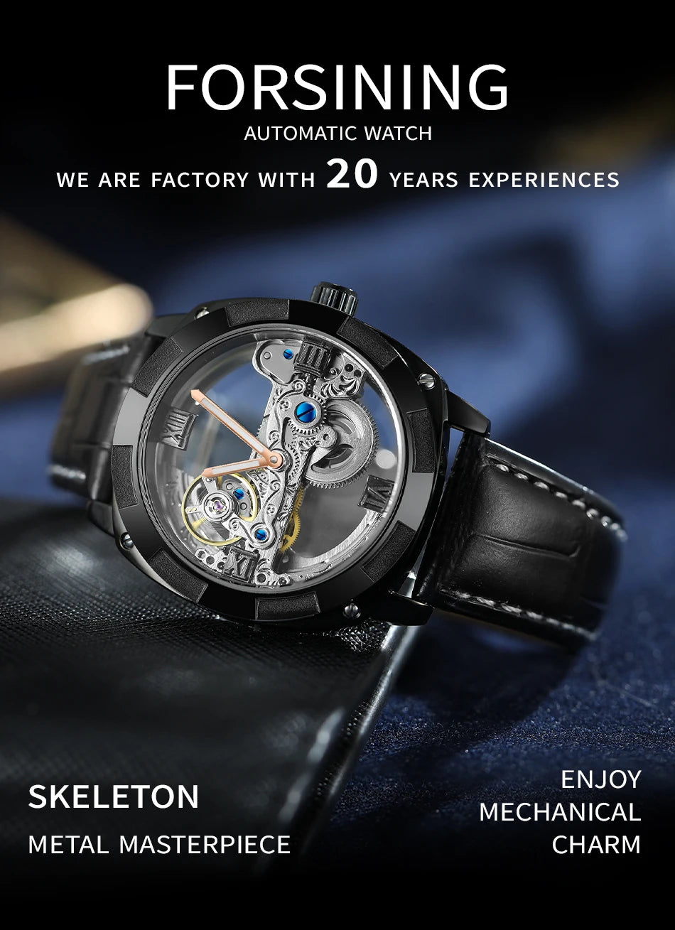 Excellence Top Brand Luxury Stainless Steel Skeleton Tourbillon Automatic Movement Men Watch Mechanical Waterproof Luminous Wrist Clock