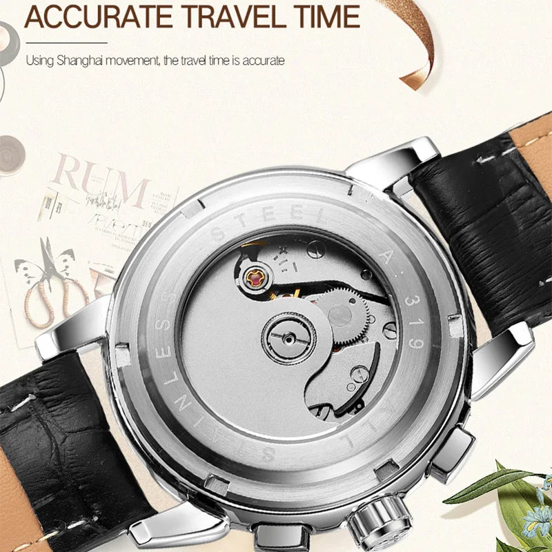 Excellence Women Automatic Mechanical Fashion Luxury Wrist Watches Ladies Diamond Moon Phase Multifunctional.