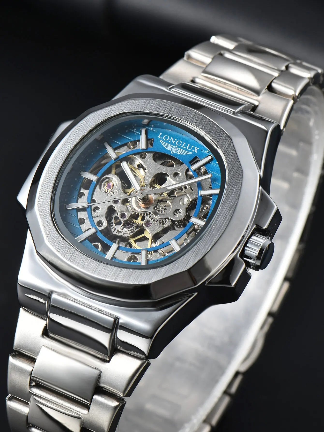 Excellence automatic watch luxury wholesale mechanical wristwatches stainless steel skeleton waterproof  men's watch