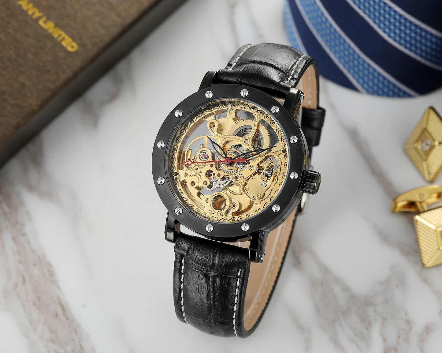 Excellence High Quality  men's watches Top Brand Luxury Hollow Skeleton Mechanical Automatic wristwatch  automatic