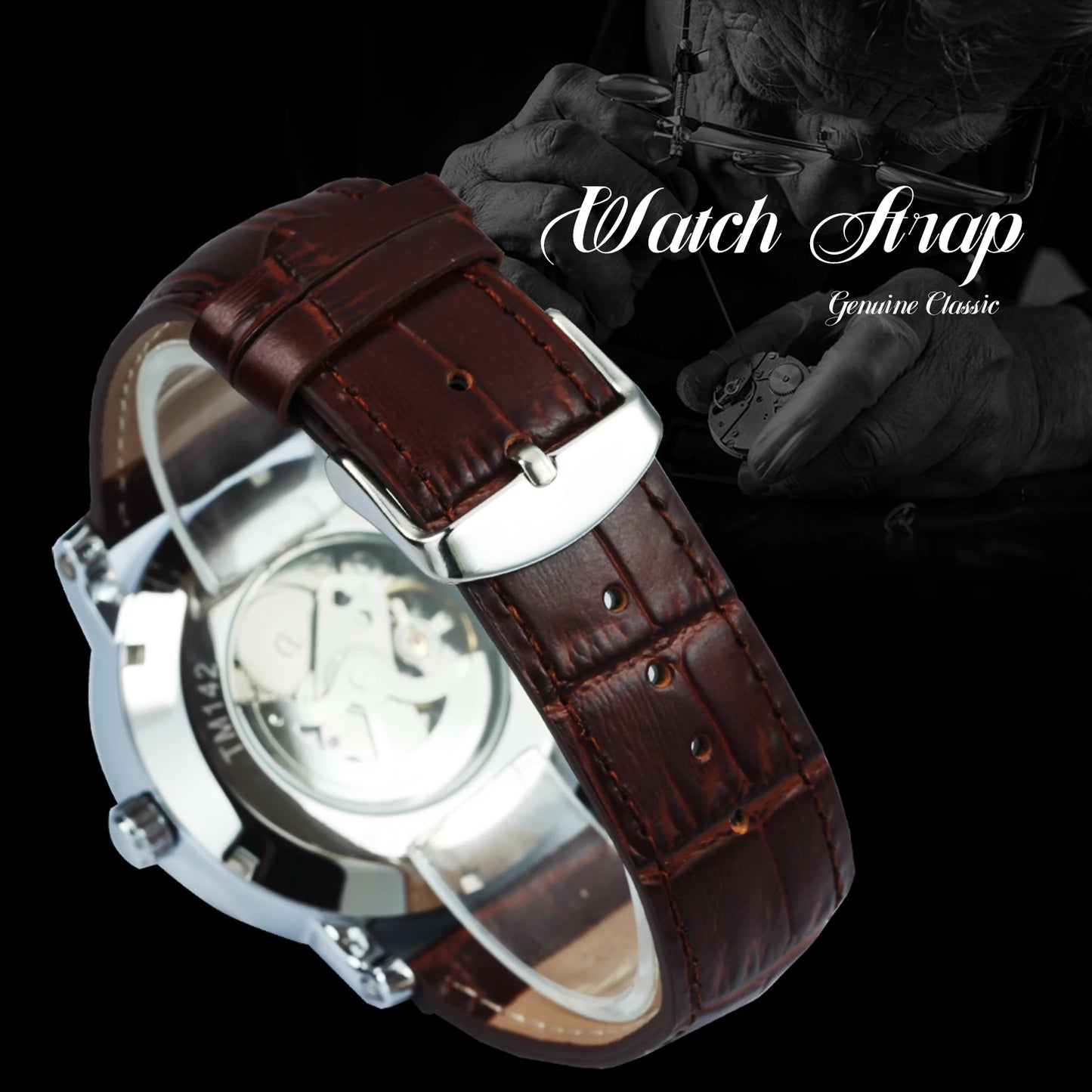 Excellence Fashion Business Mechanical Watches Date Display Minimalist Automatic Watch for Men Casual Brown Leather Strap Wristwatch