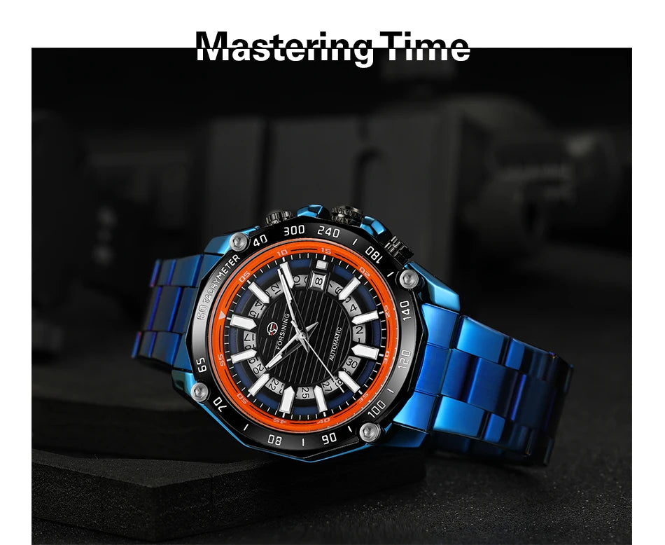 Excellence Design Timed Lap Men Automatic Mechanical Watches Men Luxury Stainless Steel Waterproof Watch Luminous Hands