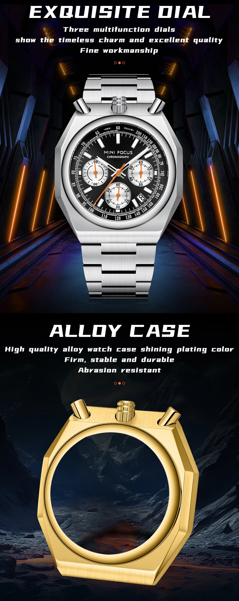 Excellence Fashion Multifunctional Quartz Watch for Men Calendar Luminous Luxury Stainless Steel Strap Bull Head Men's Watch.