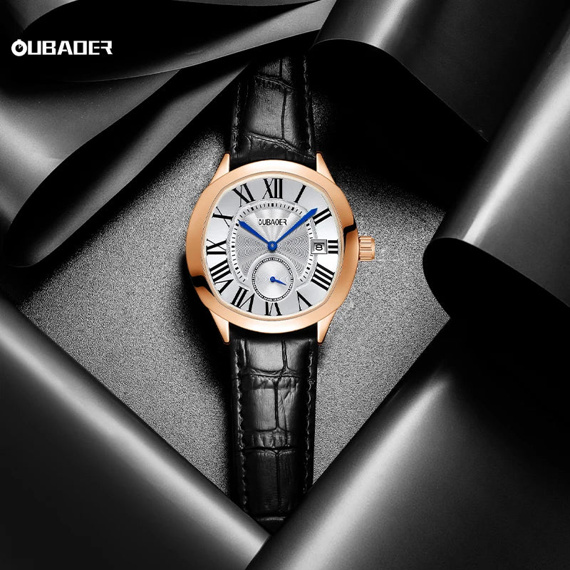 Excellence New Top Luxury Square Calendar Men's Watch Waterproof Fashion Business High Quality Leather.