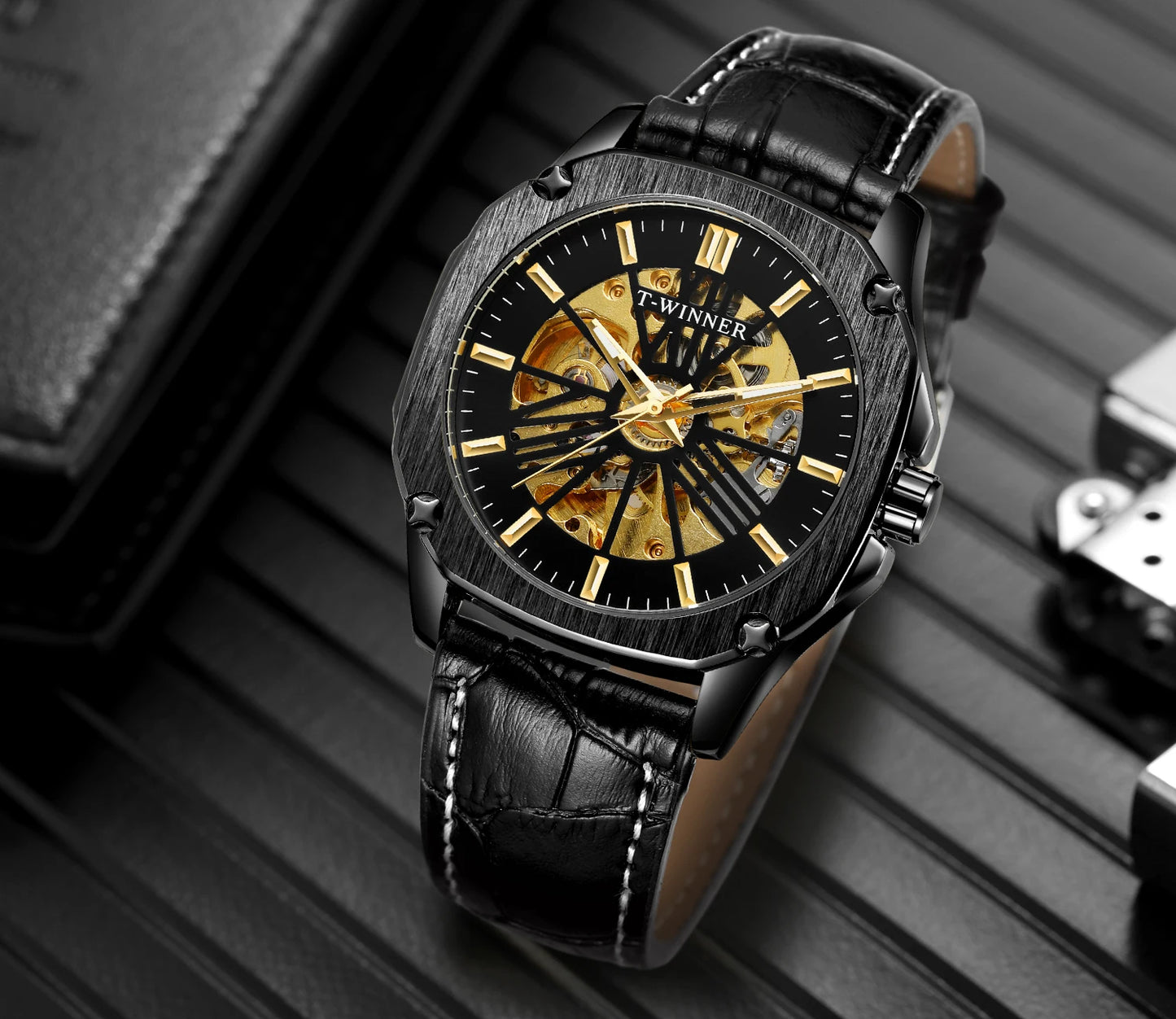 Excellence Replica Watch Fashion Classics Skeleton Mechanical Automatic Watches for men Vintage Bronze Wrist Men Watch