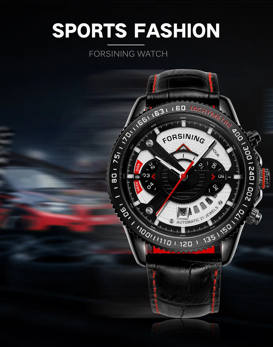 Excellence Three Dial Calendar Stainless Steel Men Mechanical Automatic Wrist Watches Top Brand Luxury Racing Sport Male watch