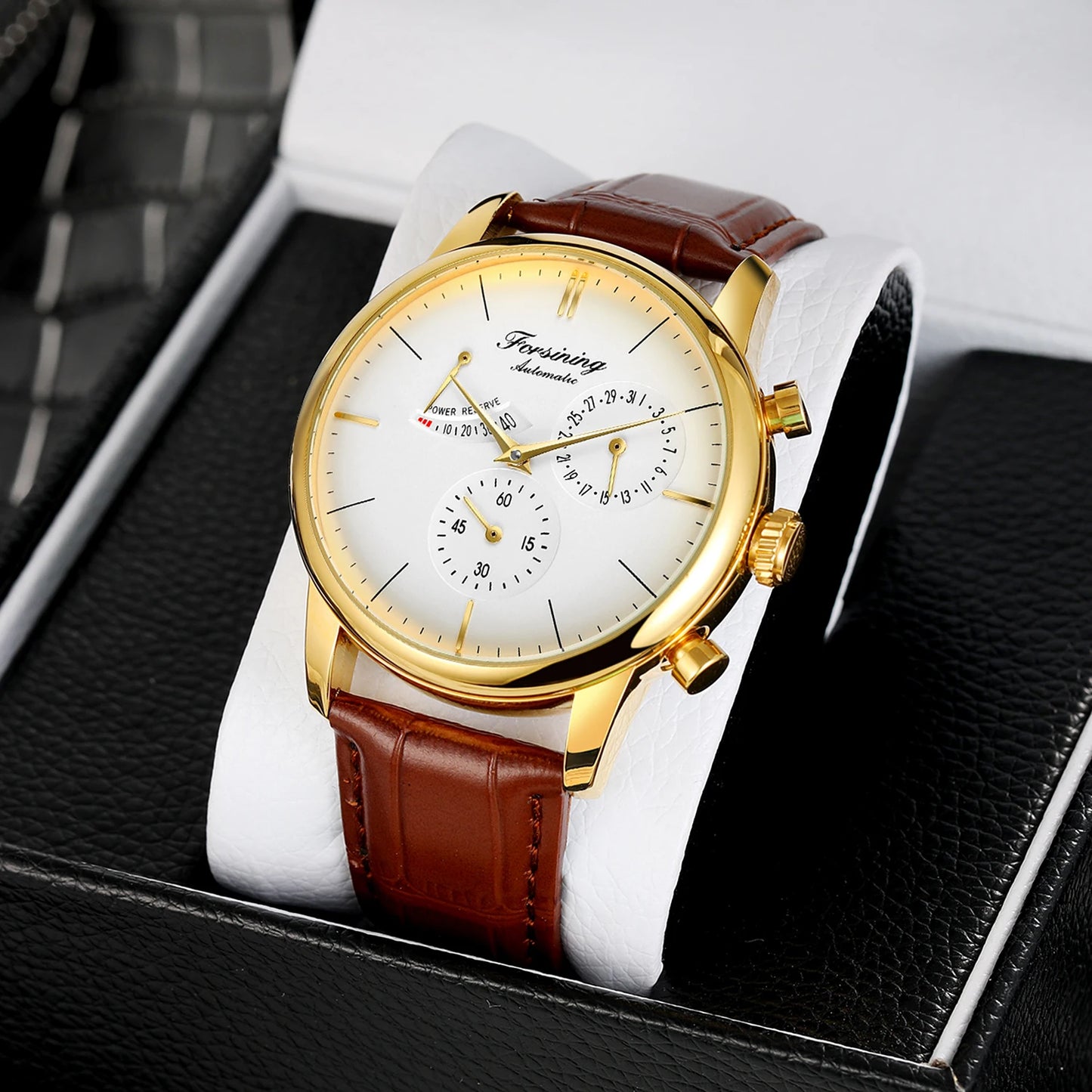 Excellence Official Power Reserve Date Automatic Rare Men Watches Leather High Quality Elegant Male Mechanical Wristwatches