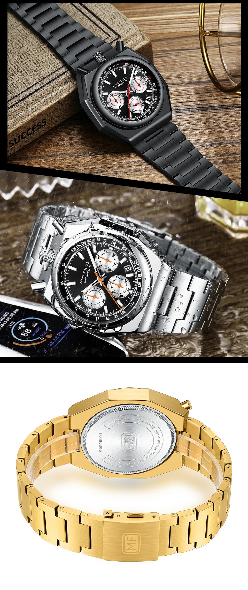 Excellence Fashion Multifunctional Quartz Watch for Men Calendar Luminous Luxury Stainless Steel Strap Bull Head Men's Watch.