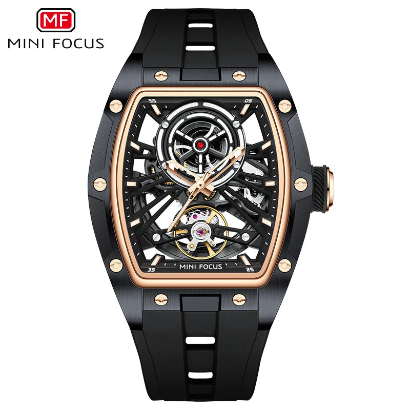 Excellence Fashion Tourbillon Skeleton Automatic Mechanical Watch for Men Luminous Silicone Strap Sports Waterproof Watches 2024