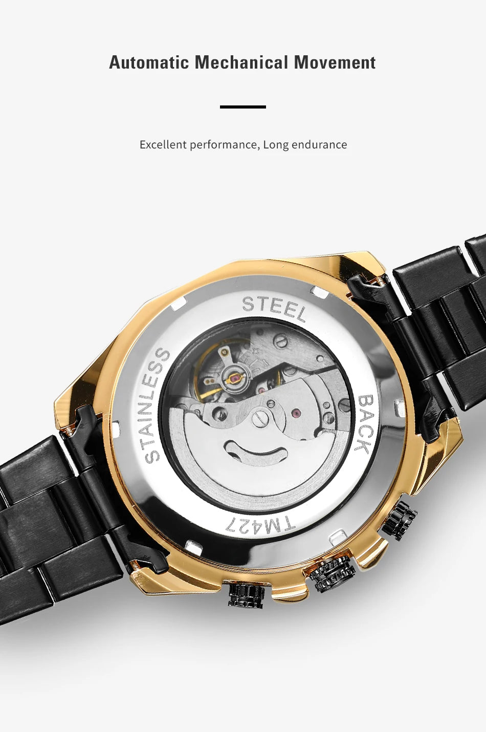 Excellence Design Timed Lap Men Automatic Mechanical Watches Men Luxury Stainless Steel Waterproof Watch Luminous Hands