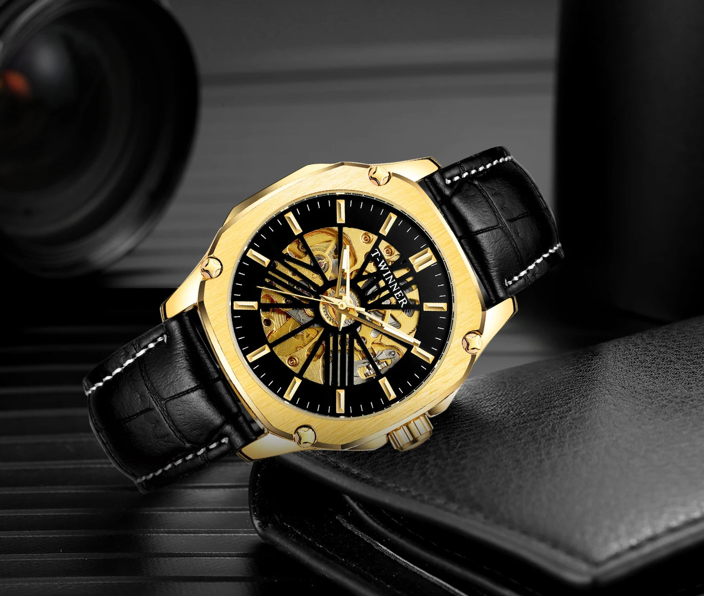 Excellence Replica Watch Fashion Classics Skeleton Mechanical Automatic Watches for men Vintage Bronze Wrist Men Watch