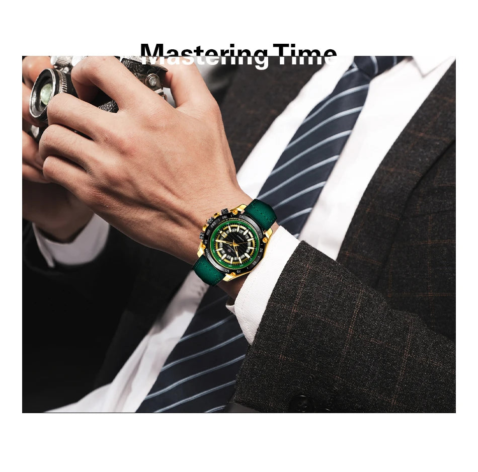 Excellence Design Timed Lap Men Automatic Mechanical Fabric Strap Watches Men Luxury  Waterproof Watch Luminous Hands