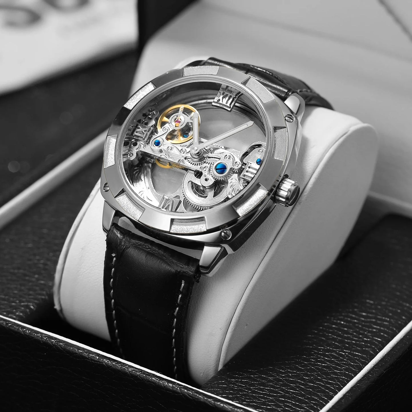 Excellence Top Brand Luxury Stainless Steel Skeleton Tourbillon Automatic Movement Men Watch Mechanical Waterproof Luminous Wrist Clock