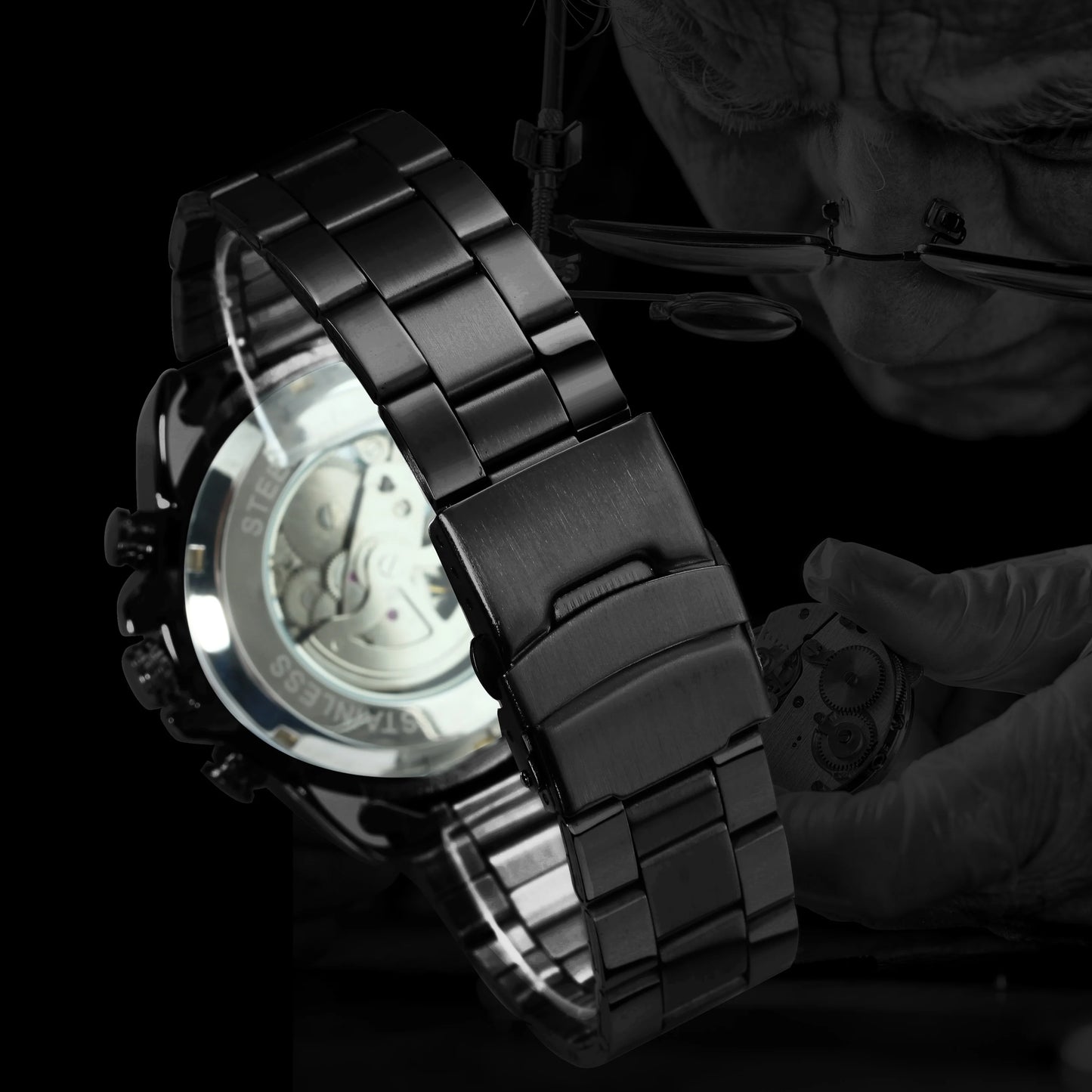 Excellence Sports Men's Mechanical Wristwatches Multifunction Sub-Dials Luminous Hands Military Automatic Watch Luxury Steel Strap