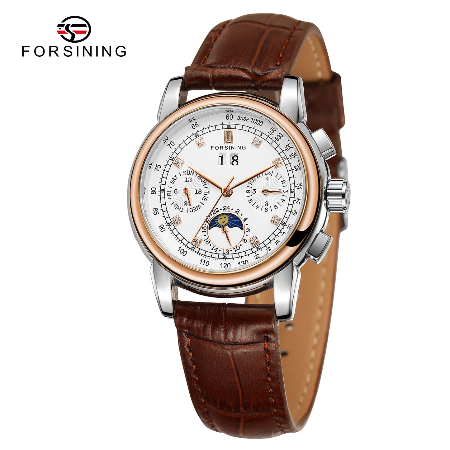 Excellence Women Automatic Mechanical Fashion Luxury Wrist Watches Ladies Diamond Moon Phase Multifunctional.