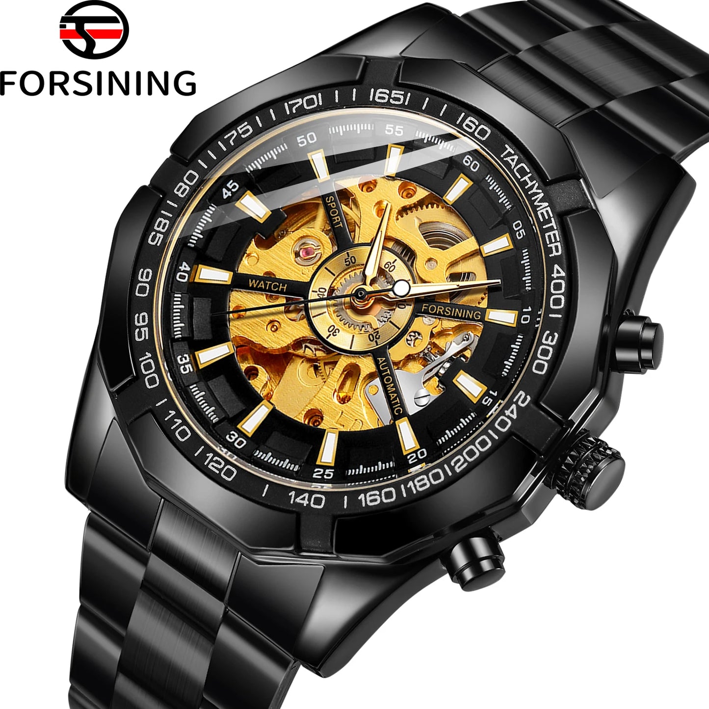 Excellence  New Stainless Steel Waterproof Men Transparent Skeleton Blue Watches Luxury Tourbillion Mechanical Sport reloj hombre