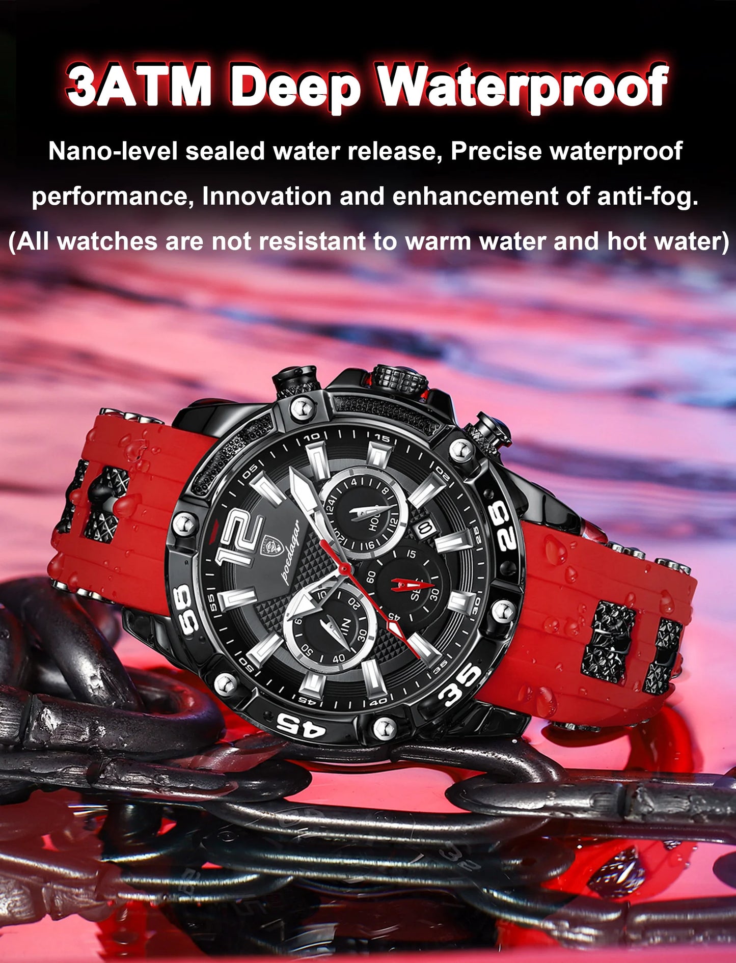 Excellence Luxury Man Wristwatch Sport Chronograph Waterproof Luminous Date Watches for Men Casual Quartz Silicone Men Watch