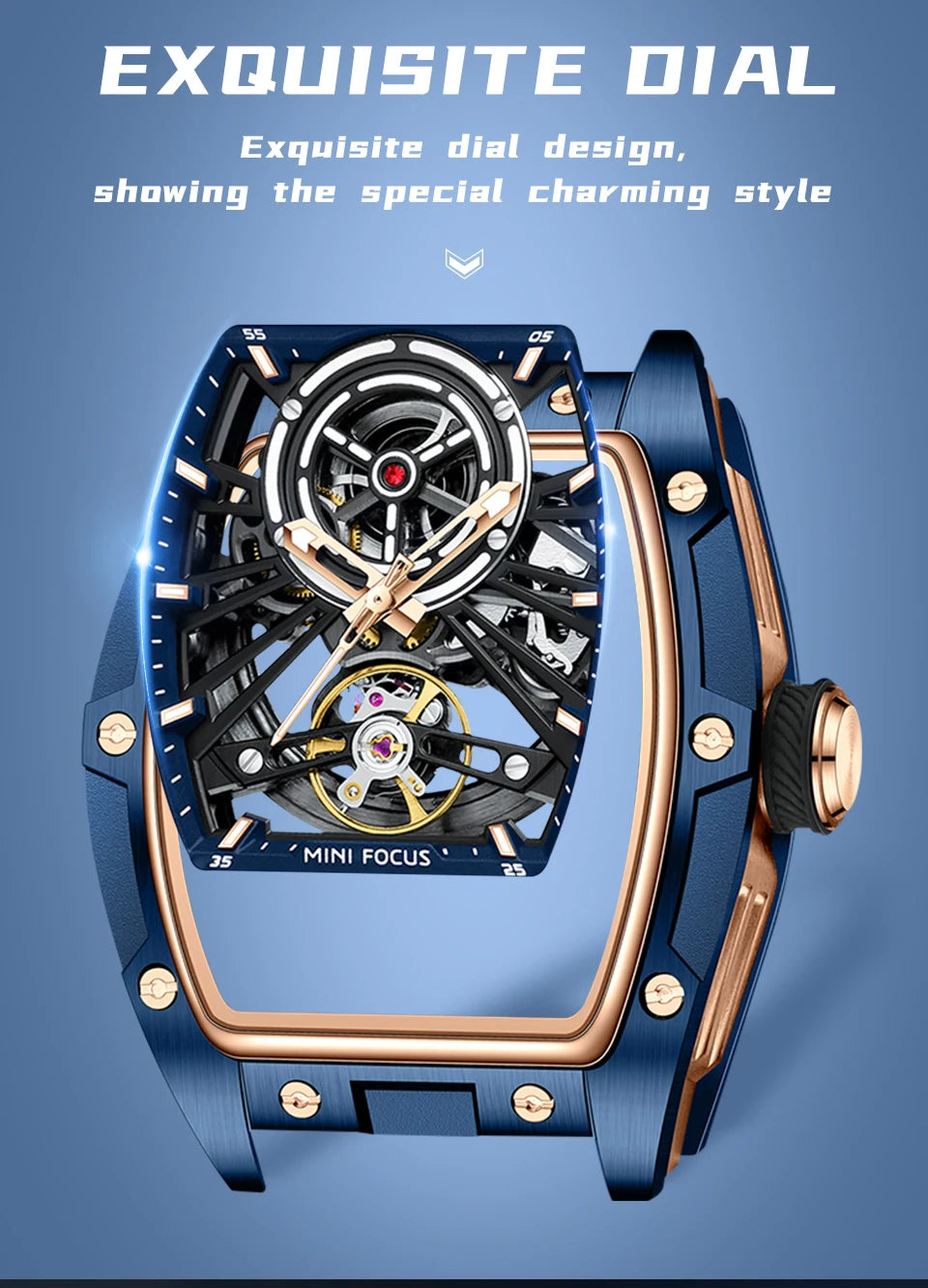 Excellence Fashion Tourbillon Skeleton Automatic Mechanical Watch for Men Luminous Silicone Strap Sports Waterproof Watches 2024