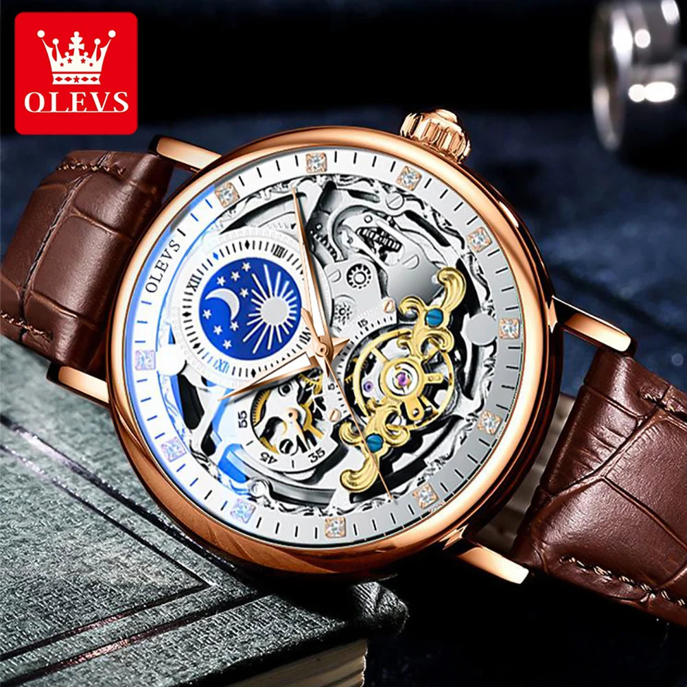 Excellence Skeleton Watches Mechanical Automatic Watch Men Tourbillon Sport Clock Casual Business Moon Wrist Watch