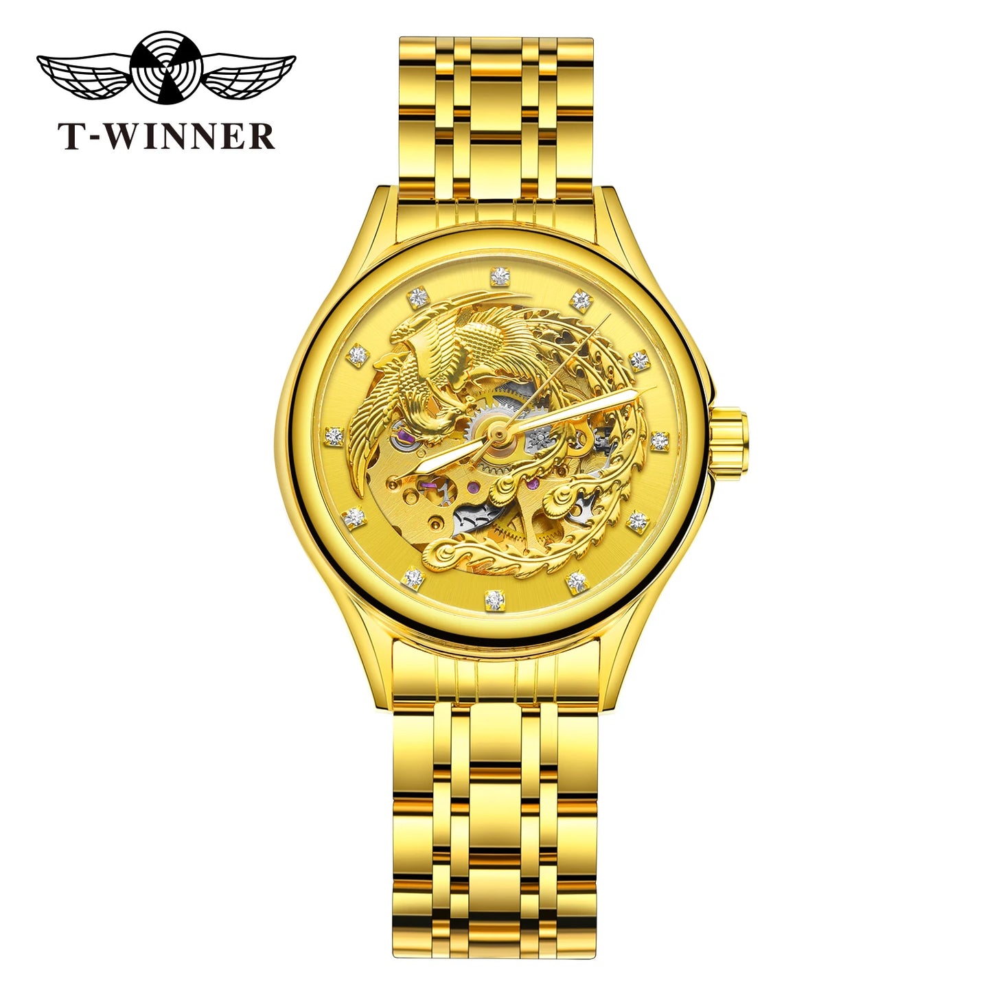 Excellence Skeleton Dial Golden Phoenix Women Fashion Automatic Watch Luxury Waterproof Mechanical Girl Wrist Lady Watch