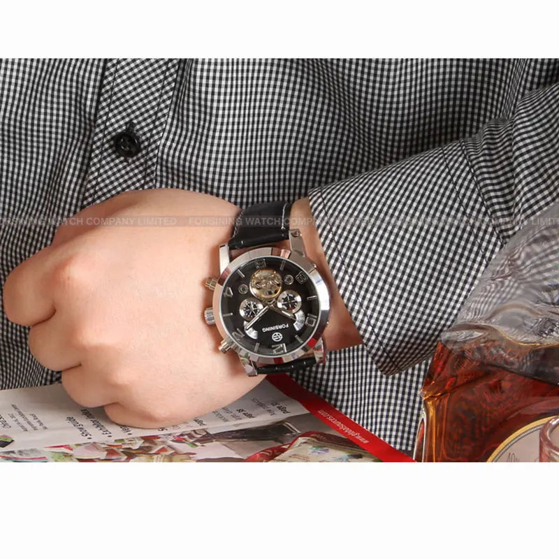 Excellence Fashion Mechanical Male Wristwatches Tourbillon Waterproof Leather Strap Regulator Watches With Perpetual Calendar