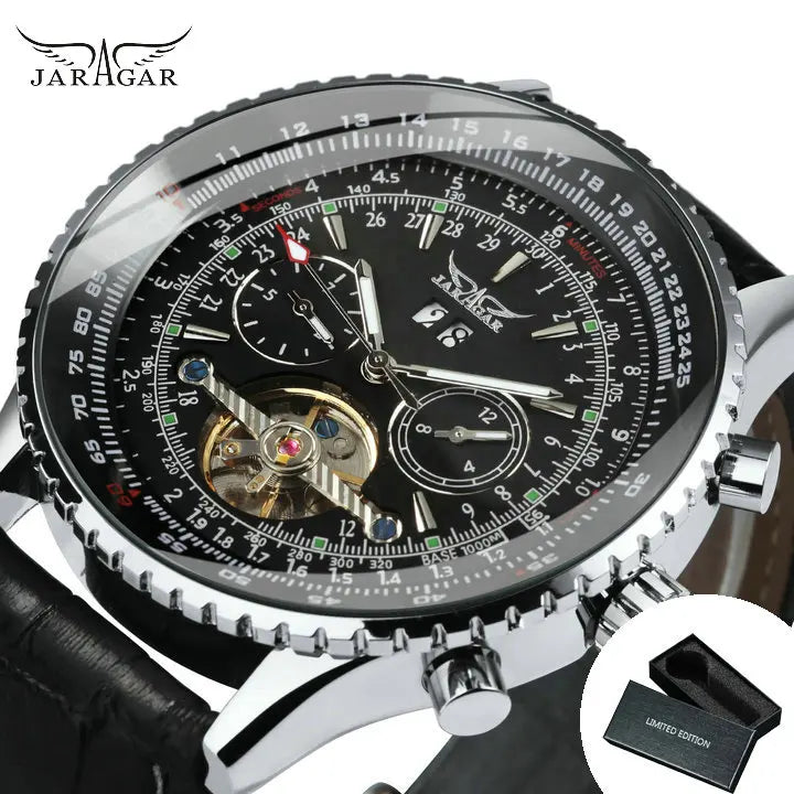 Excellence Military Sports Automatic Watch for Men Multifunction Dial Tourbillon Skeleton Mechanical Watches Luxury Steel Band Glow