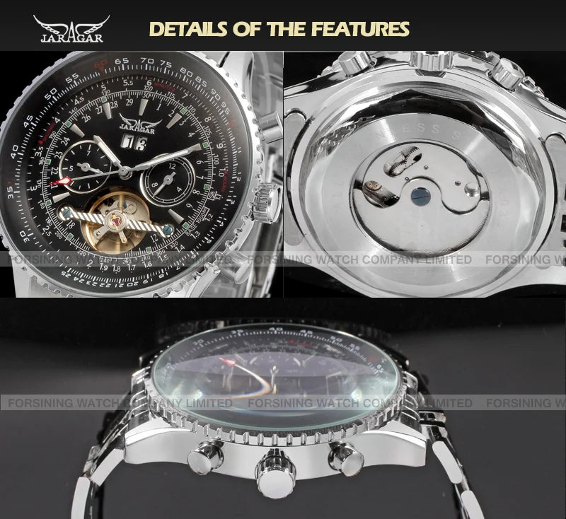 Excellence  Original Big Dial Tourbillon Chronograph Automatic Man Watches Stainless Steel Vintage Mechanical Waterproof