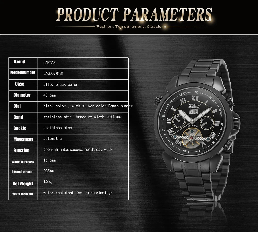 Excellence Original Luxury Tourbillon Automatic watch men Stainless Steel Elegant Mechanical Luminous Waterproof Male Wrist Watches