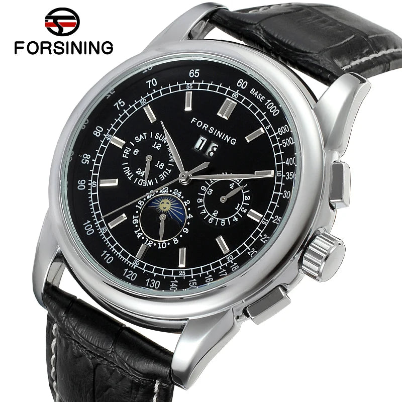 Excellence Moon Phase Multifunctional Automatic Man Watch Mechanical Waterproof Leather High-End Luxury Elegant Wrist watch